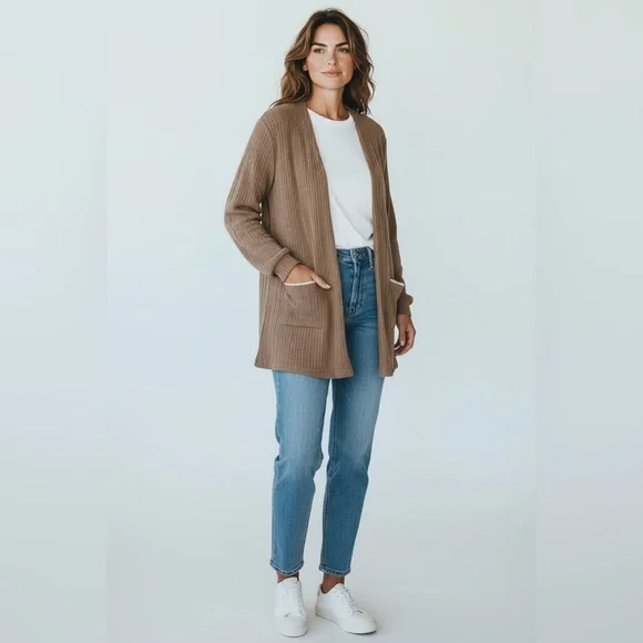 Blu Pepper Cozy Life Large Brown Lounge Cardigan Sweater - Picture 2 of 9